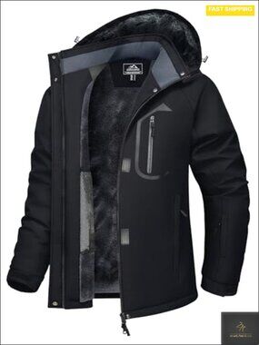 Waterproof Insulated Ski Jacket Fleece Lining Snowboarding Winter Coat